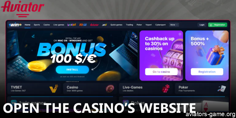 Open the casino&rsquo;s website to start playing Aviator